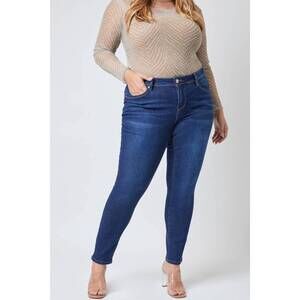 NEW YMI wannabettabutt 2 button roll cuff ankle jeans - plus in dark denim